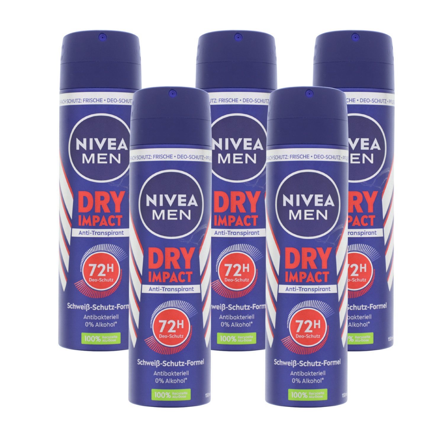 Nivea Deo-Spray 5 x NIVEA MEN Dry Impact Deo Spray je 150ml Antitranspirant 72h