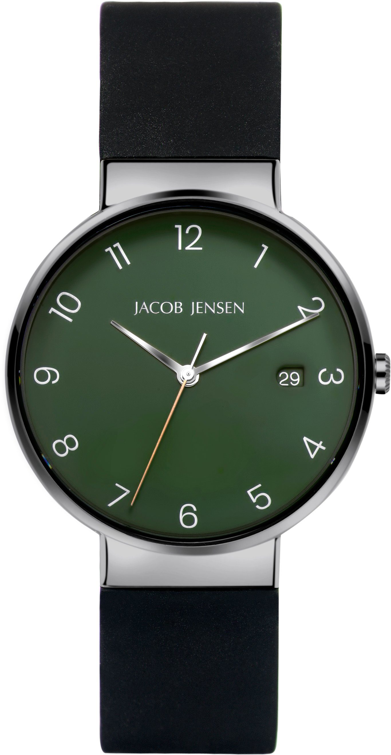 Jacob Jensen Titanuhr Armbanduhr Datum Titanium Timeless Nordic ⌀37mm 32181, arabische Ziffern