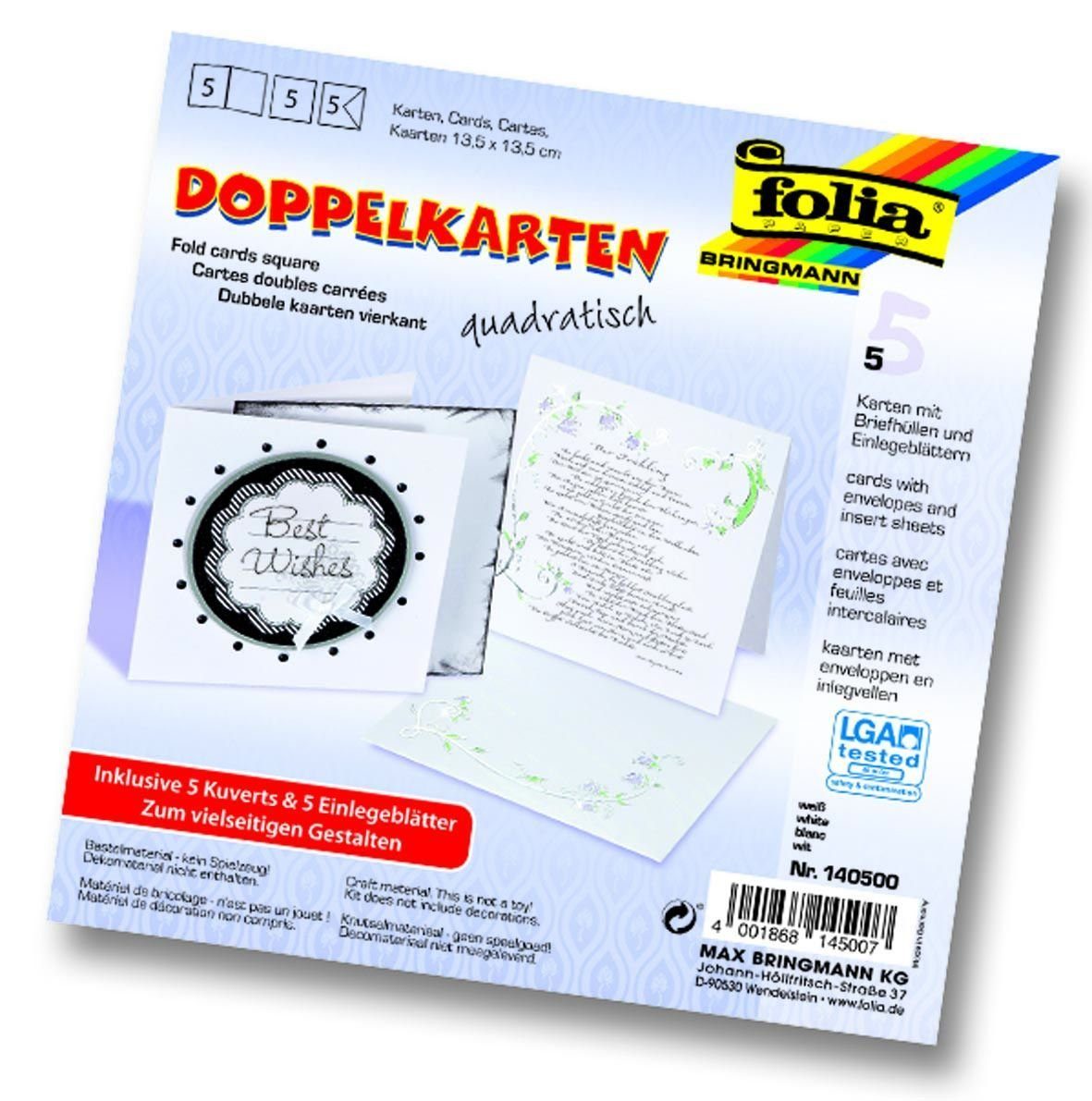 Glorex Bastelkartonpapier Glorex Doppelkarten 220g/m² 5 Stück