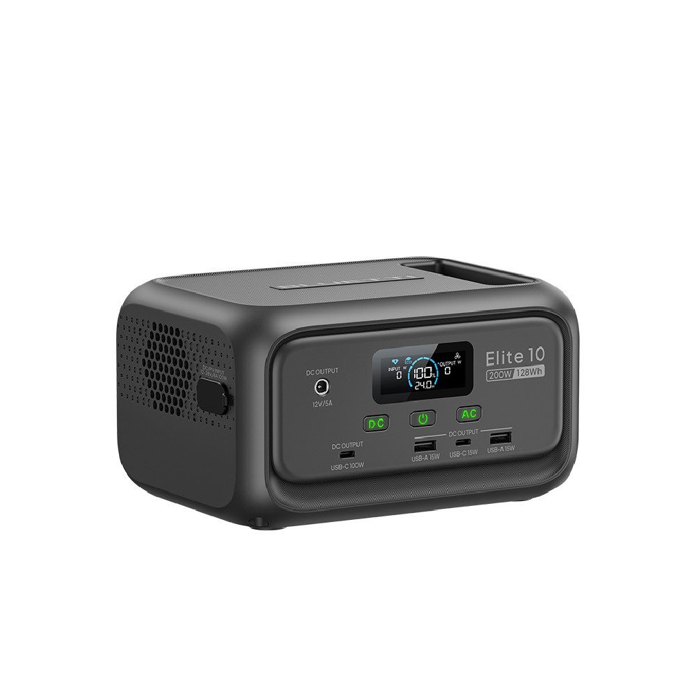 BLUETTI Stromerzeuger Elite 10 Solargenerator 200W / 128Wh Mini-Tragbare Powerstation, 0,2 in kW, (LiFePO4 Batterie mit 200W AC Steckdose, 10ms UPS Backup), Schnellladung Solargenerator für Camping, Reisen, Outdoor, Notfälle