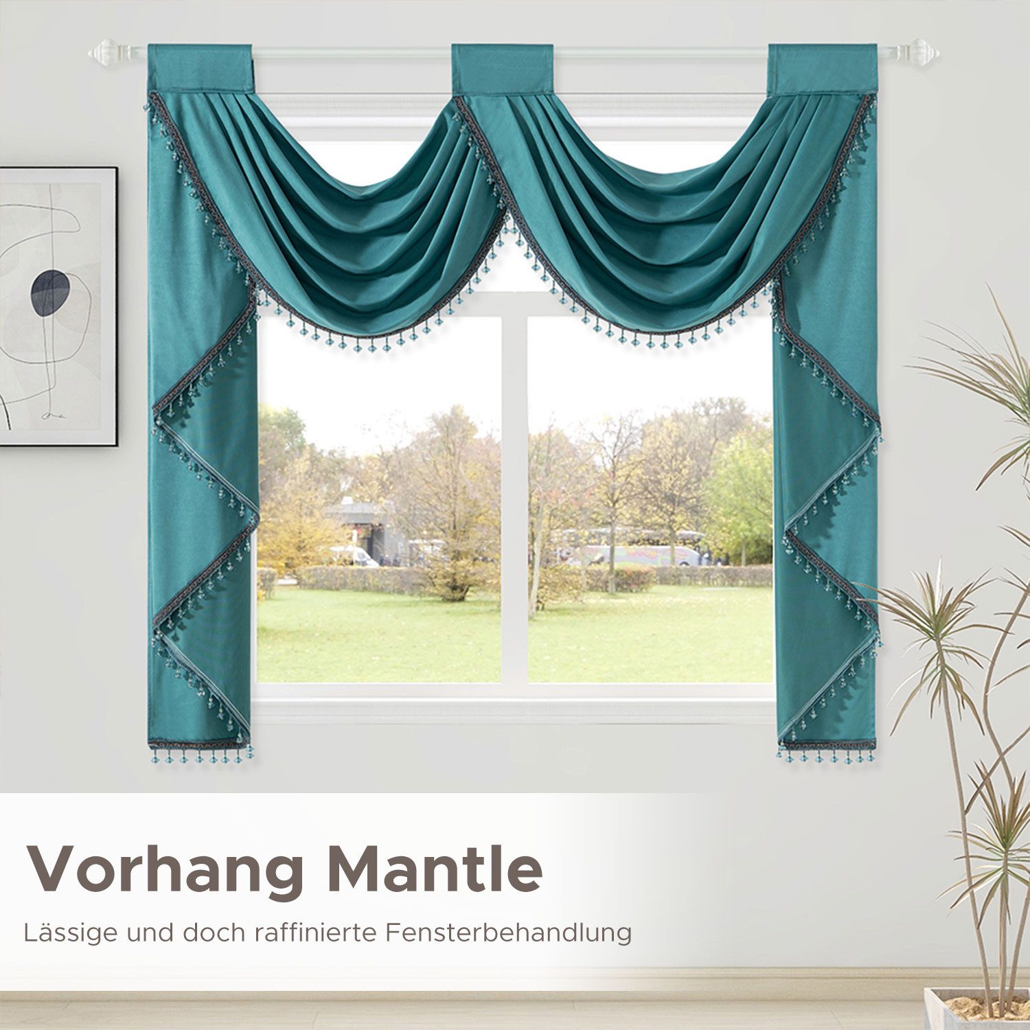 Refttenw Scheibengardine Quastenvorhang Volant, Wasserfall-Volantvorhang, S günstig online kaufen
