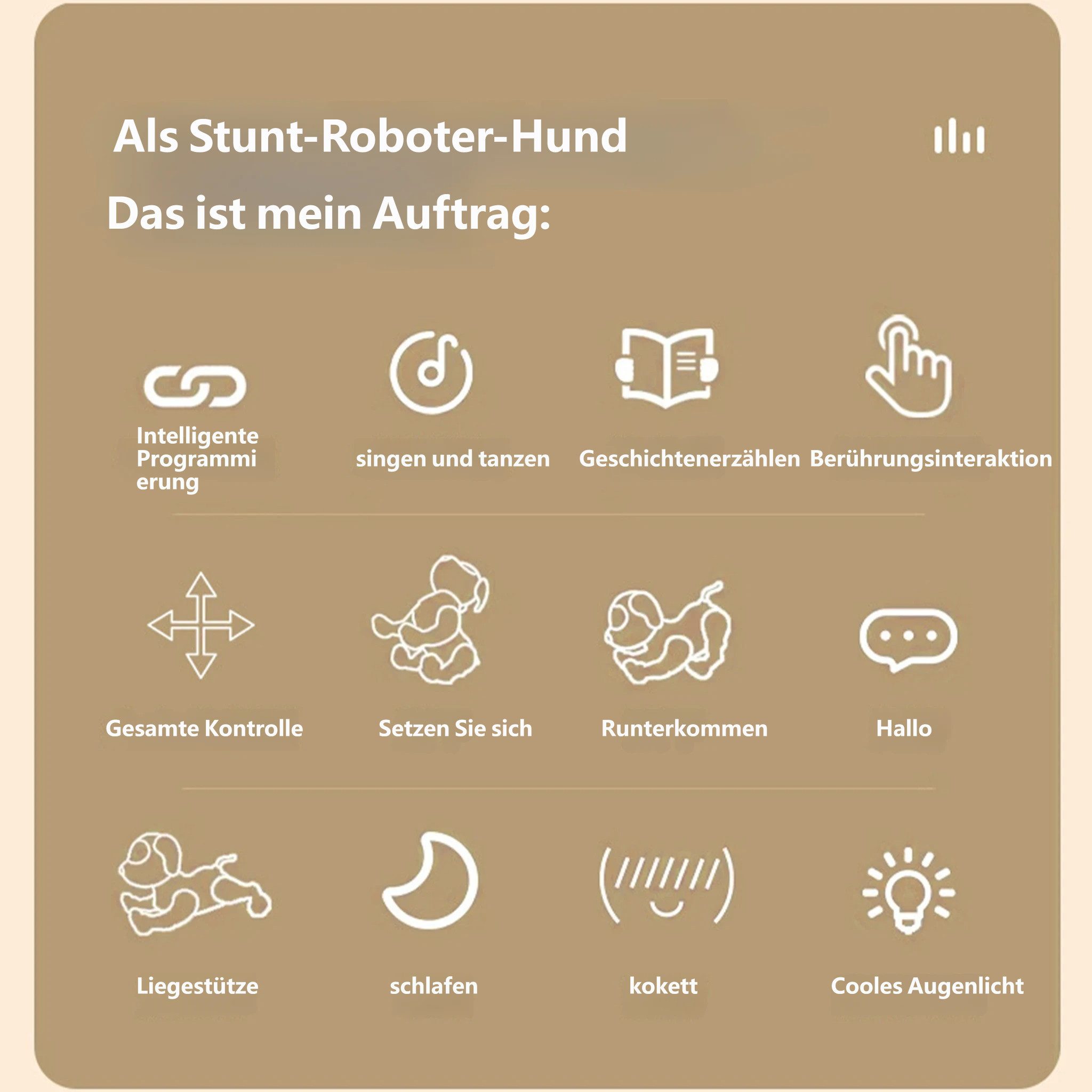 KINSI RC-Roboter Intelligenter Roboterhund für Kinder,Lernspielzeug Trick-Hund, mit Programmierung, Vorlesegeschichten,Lieder,Tierimitation