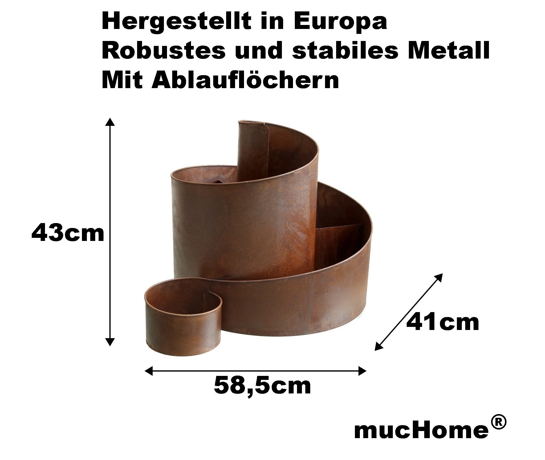 mucHome Kräuterspirale Kräuterschnecke Kräuterbeet aus Metall 58,5x43x41cm Rost Kräutertreppe