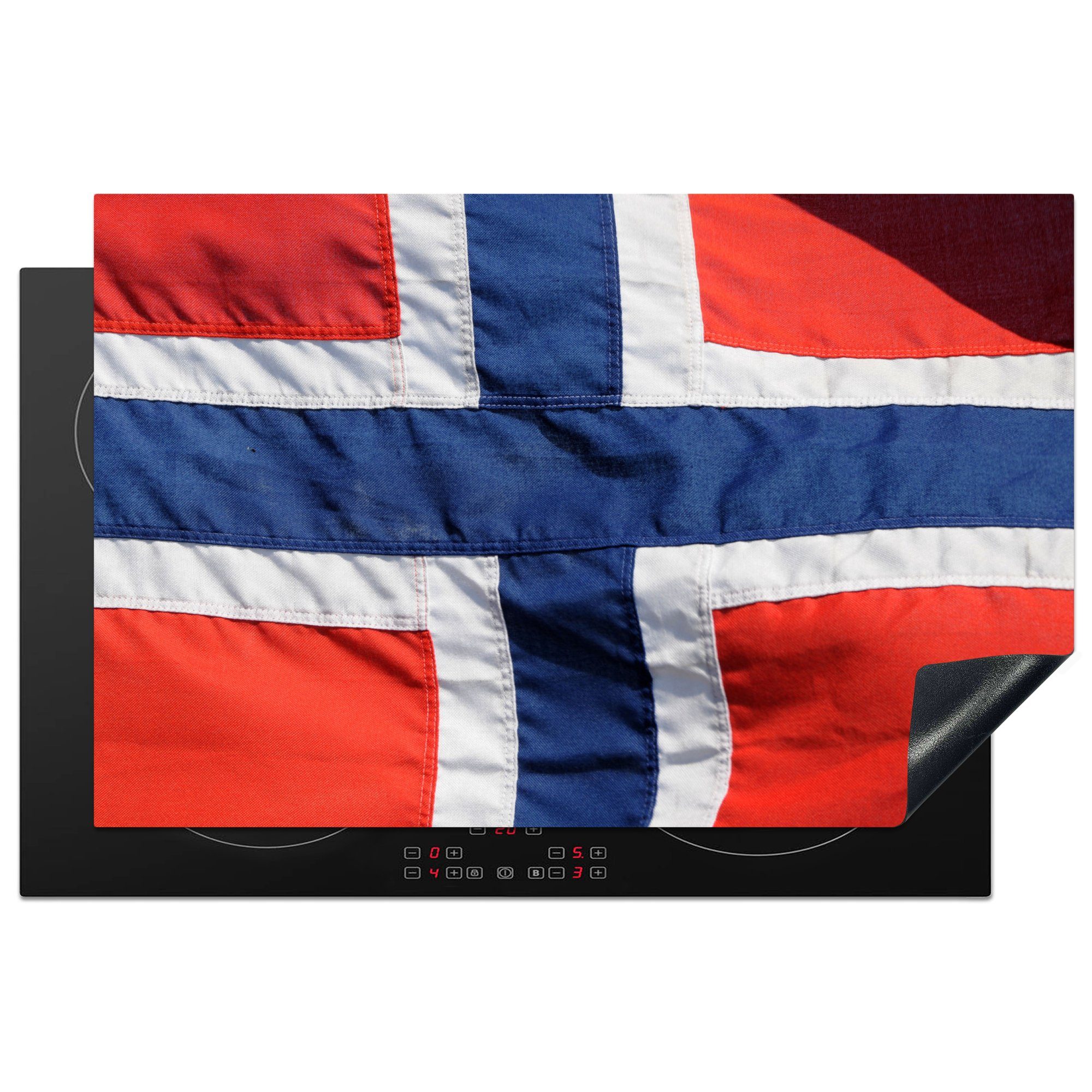 MuchoWow Herdblende-/Abdeckplatte Die norwegische Flagge, Vinyl, (1 tlg), 81x52 cm, Induktionskochfeld Schutz für die küche, Ceranfeldabdeckung