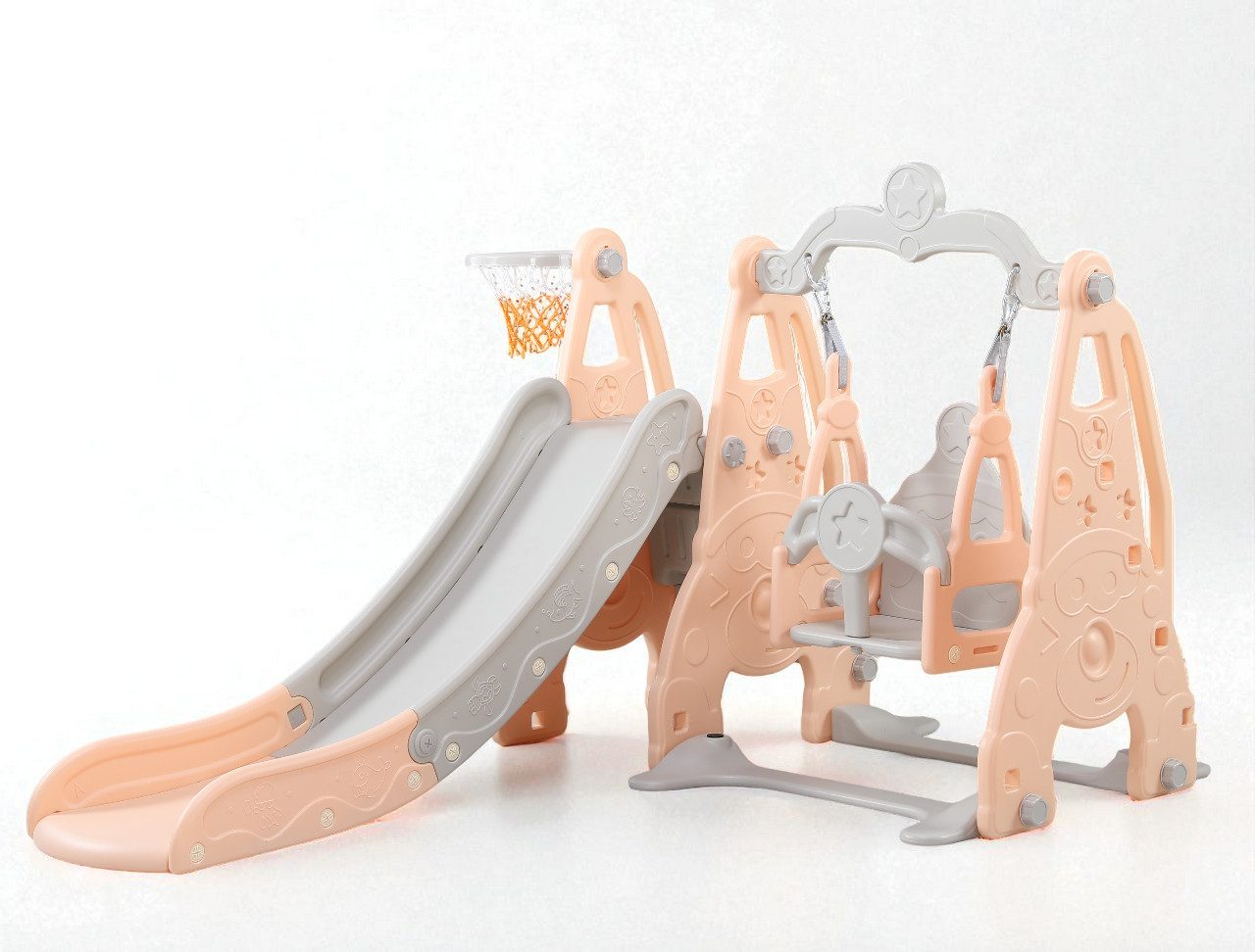 habeig Indoor-Rutsche 4-in-1 Kinder Spielturm Schaukel, Rutsche, Basketball günstig online kaufen