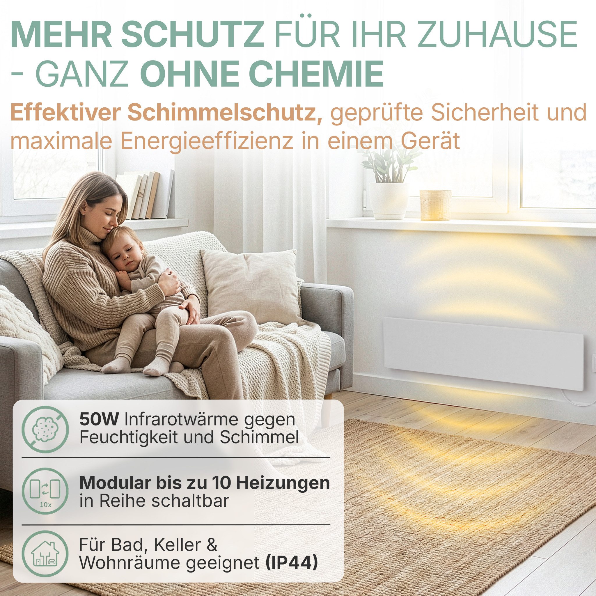 Heidenfeld Infrarotheizung Anti-Schimmel Heizung HF-AS100, Anti Schimmelheizung, energiesparende Heizung, Infrarotheizung