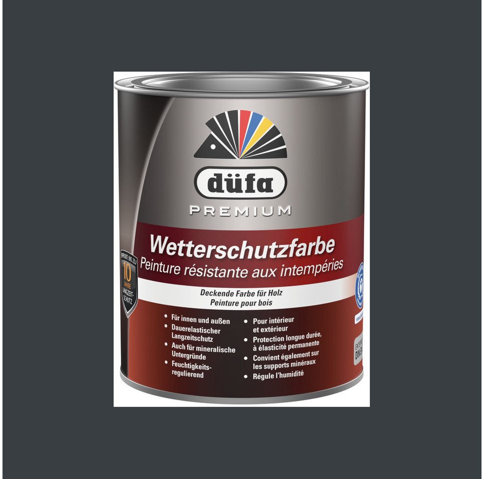 Thumbnail - düfa Wetterschutzfarbe Premium Dauerschutzfarbe 750 ml Holzfarbe Holzlack verschiedene Farben, Langzeitschutz und hoch w...