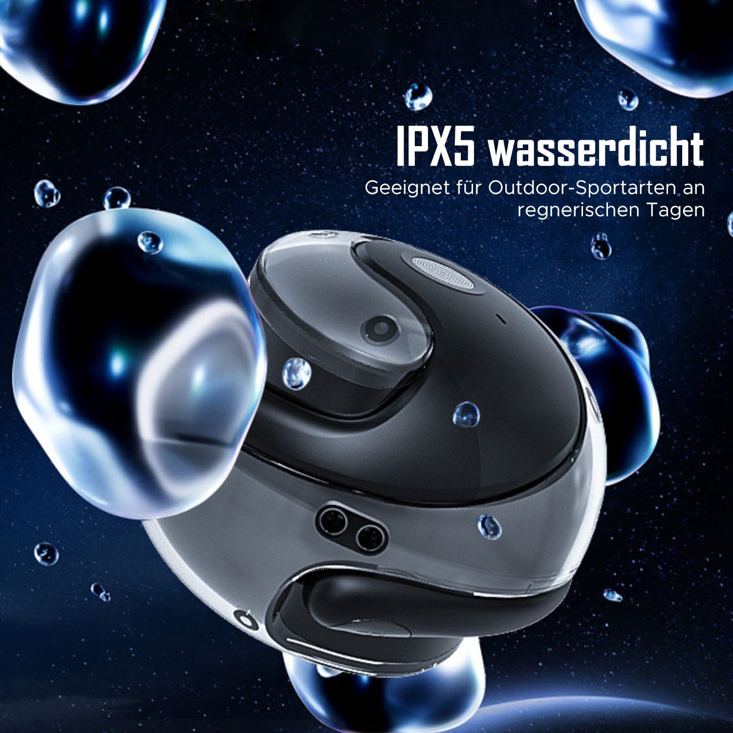 Refttenw Bluetooth Kopfhörer Kabellose Sport-Ohrhörer Open-Ear-Kopfhörer (Bluetooth 5.4, HiFi-Stereo-Sound, IPX5 Wasserdicht, Geräuschunterdrückung, Touch-Steuerung, Tragbares Ladeetui, LLeichte und Komfortable, für Übung, Büro und Langzeitgebrauc)