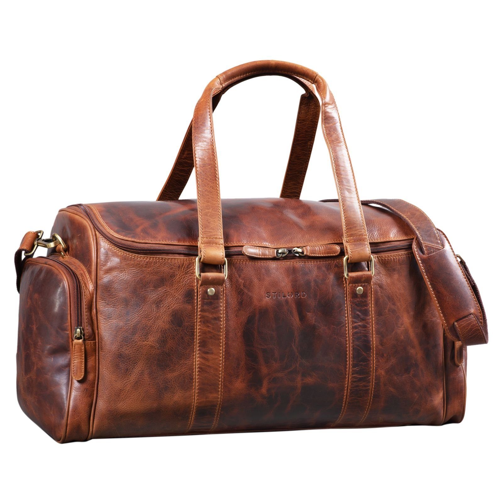 STILORD Reisetasche "Myles" Vintage Leder Reisetasche - cognac kara Herren