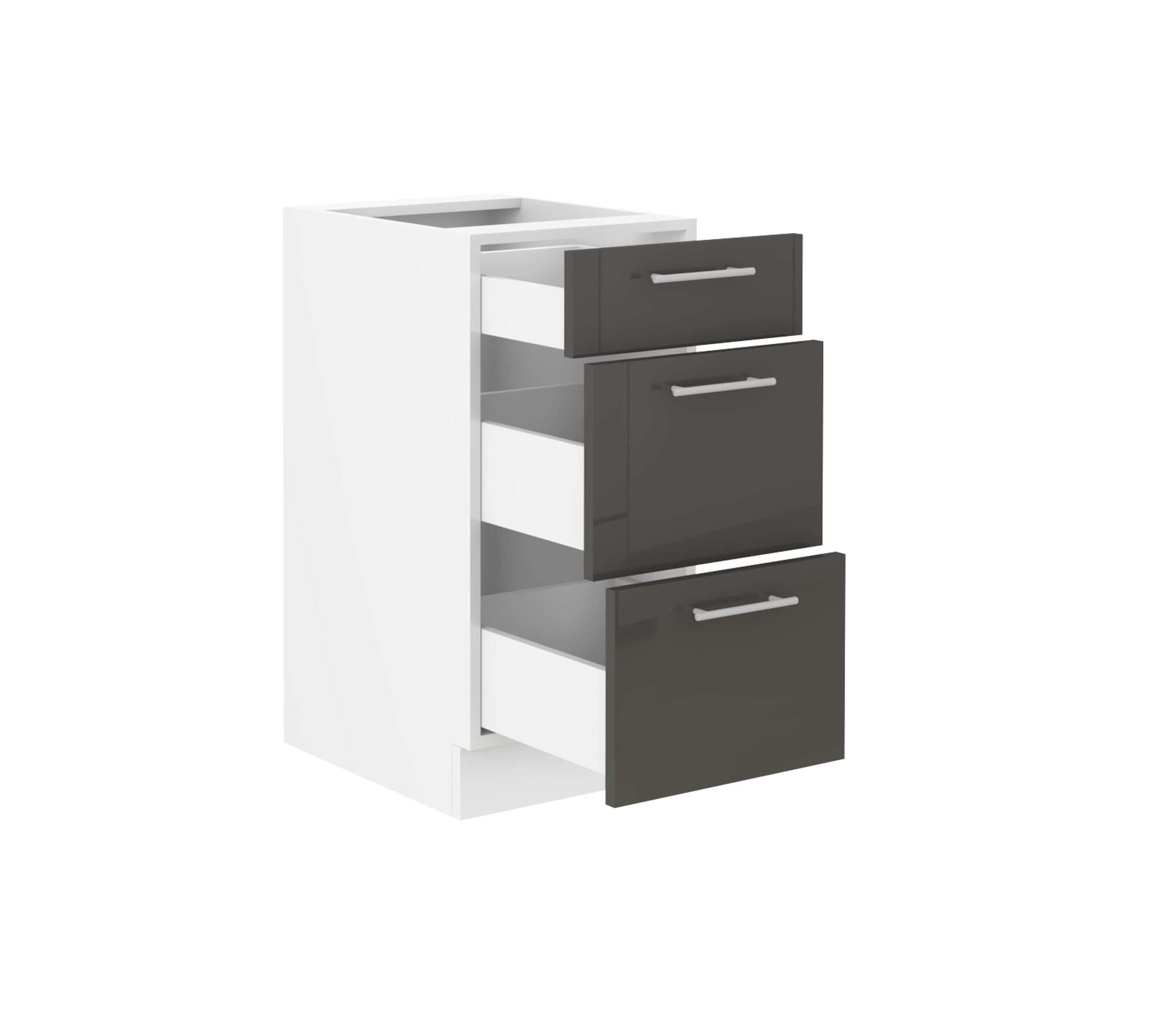 40 Soft-Close matt Küchenblock Lara Küchenzeile Weiß Glanz Grau Küchen-Preisbombe + Unterschrank cm