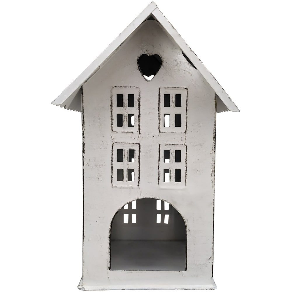 matches21 HOME & HOBBY Kerzenhalter Windlichter Häuschen Haus Fenster Laterne weiß 21 cm (1 St)