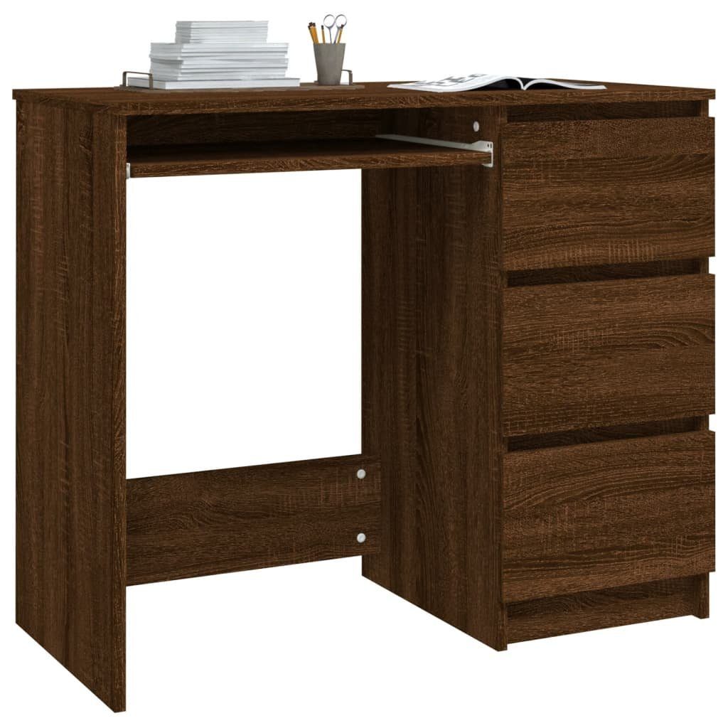 Eiche Schreibtisch vidaXL Schreibtisch | Holzwerkstoff Braune Braun 90x45x76 Braune Eiche Eichen-Optik cm