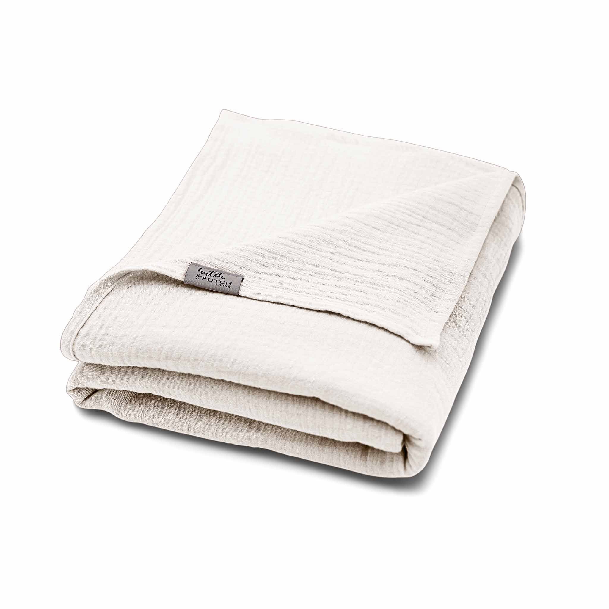 Wohndecke Musselin Sommerdecke für warme Nächte - aus 100% Bio Baumwolle, hutch&putch, die perfekte leichte Decke für den Sommer - Handmade in Germany