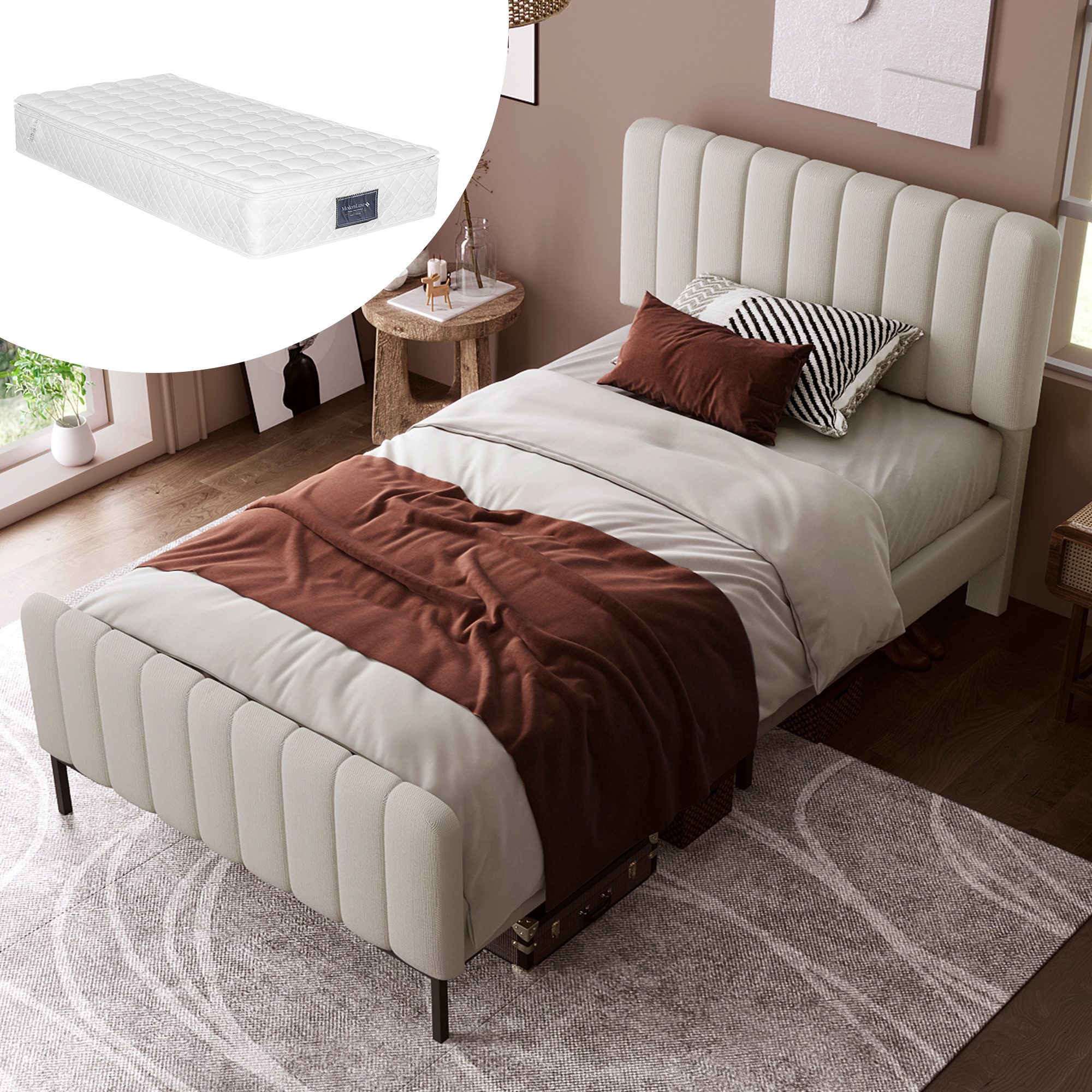 STILVORA Polsterbett 90x200 Jugendbett mit verstellbares günstig online kaufen