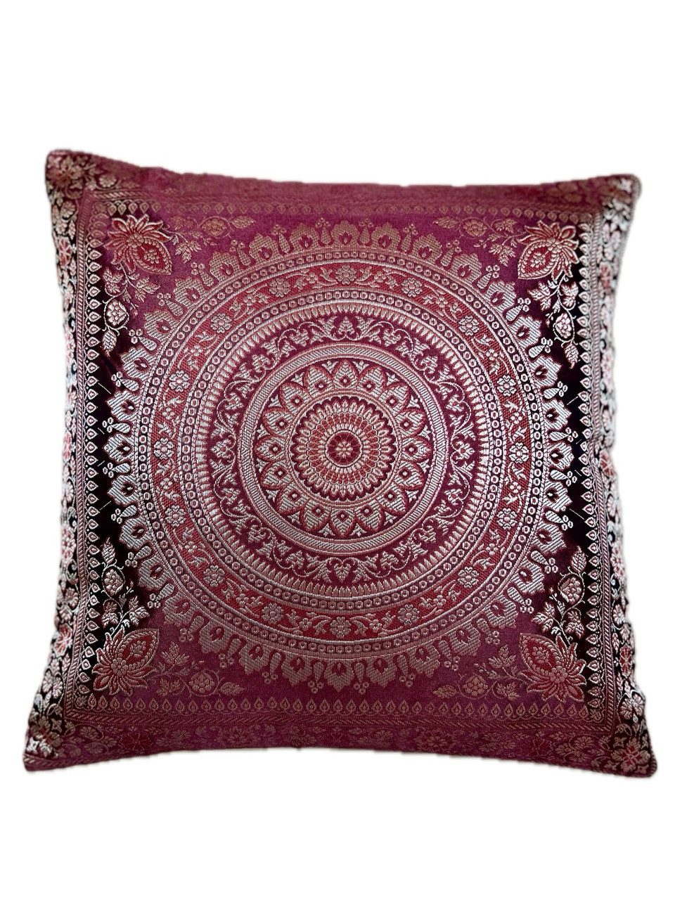 Ruwado Dekokissen - Handgefertigt Dekokissen aus Indische Banarasi Seide - 40cmx40cm, Handgewebt und Handgenäht aus Indien