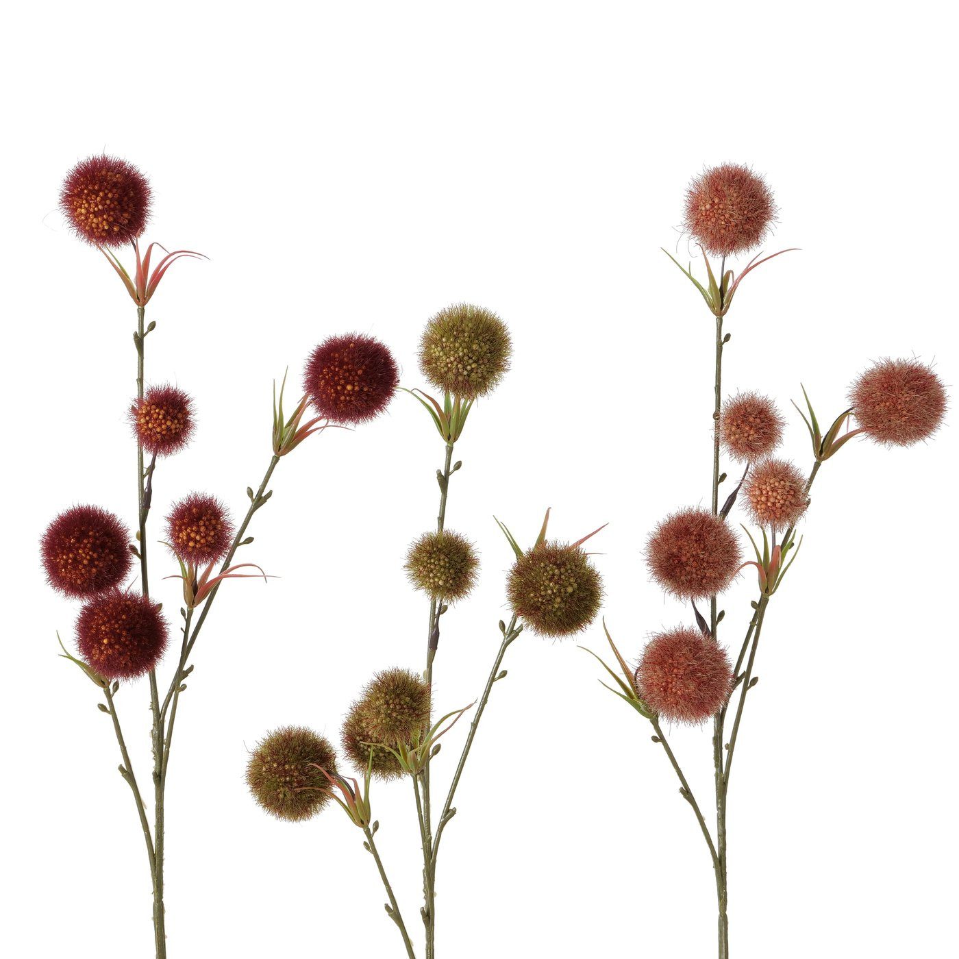 Kunstzweig Dekozweig Allium, 64 cm hoch, Braun oder Dunkelrot oder Hellrot