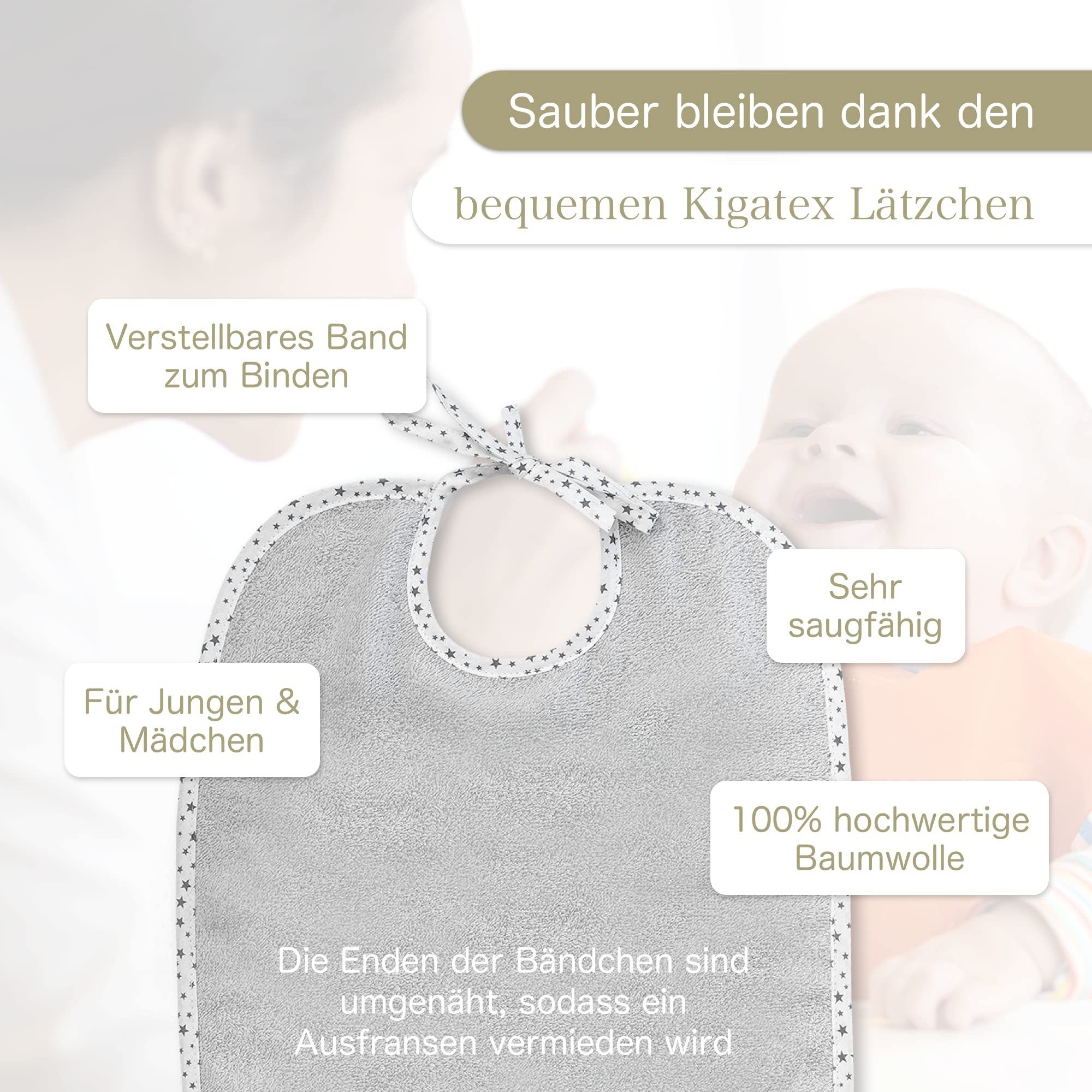 KiGATEX Lätzchen KiGATEX 3er Set XXL Babylätzchen aus Baumwolle