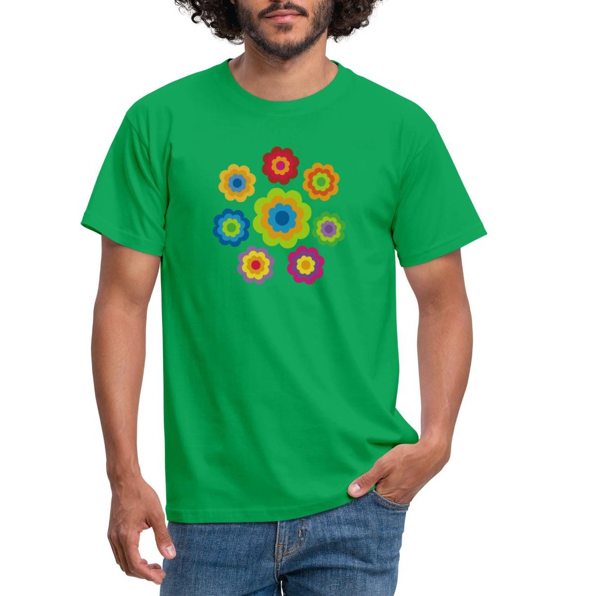 Spreadshirt T-Shirt 70er Jahre Hippie Flower Power Kostüm Blumen Outfit Män günstig online kaufen