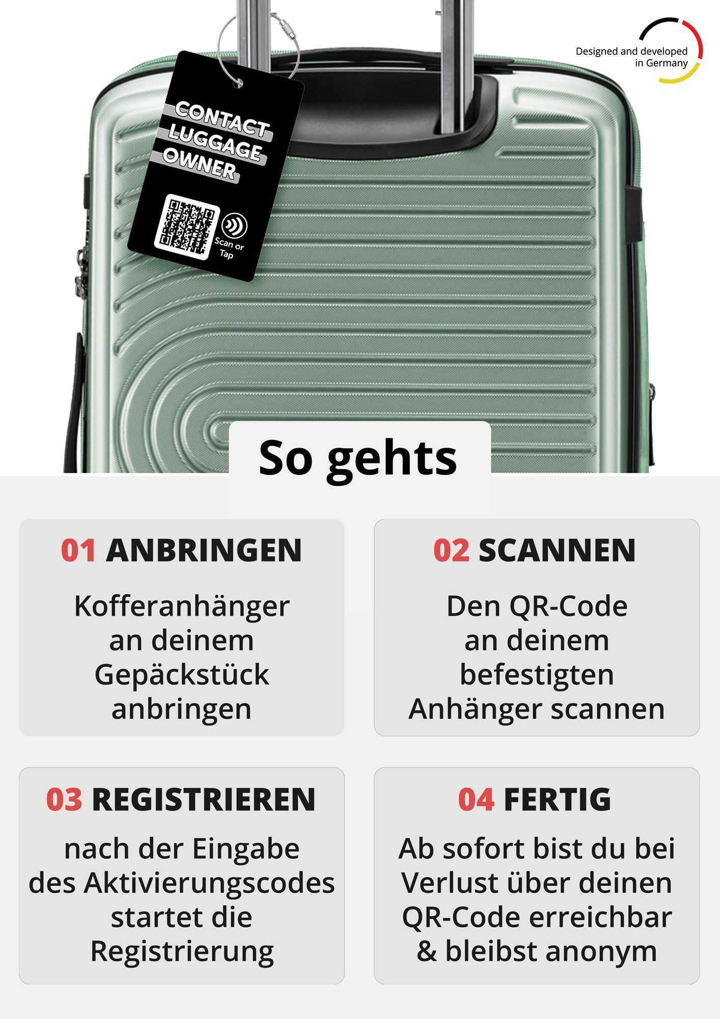Hauptstadtkoffer Trolley Mitte, 4 Rollen, Großer Koffer + digitaler Gepäckanhänger, TSA, Doppelrollen