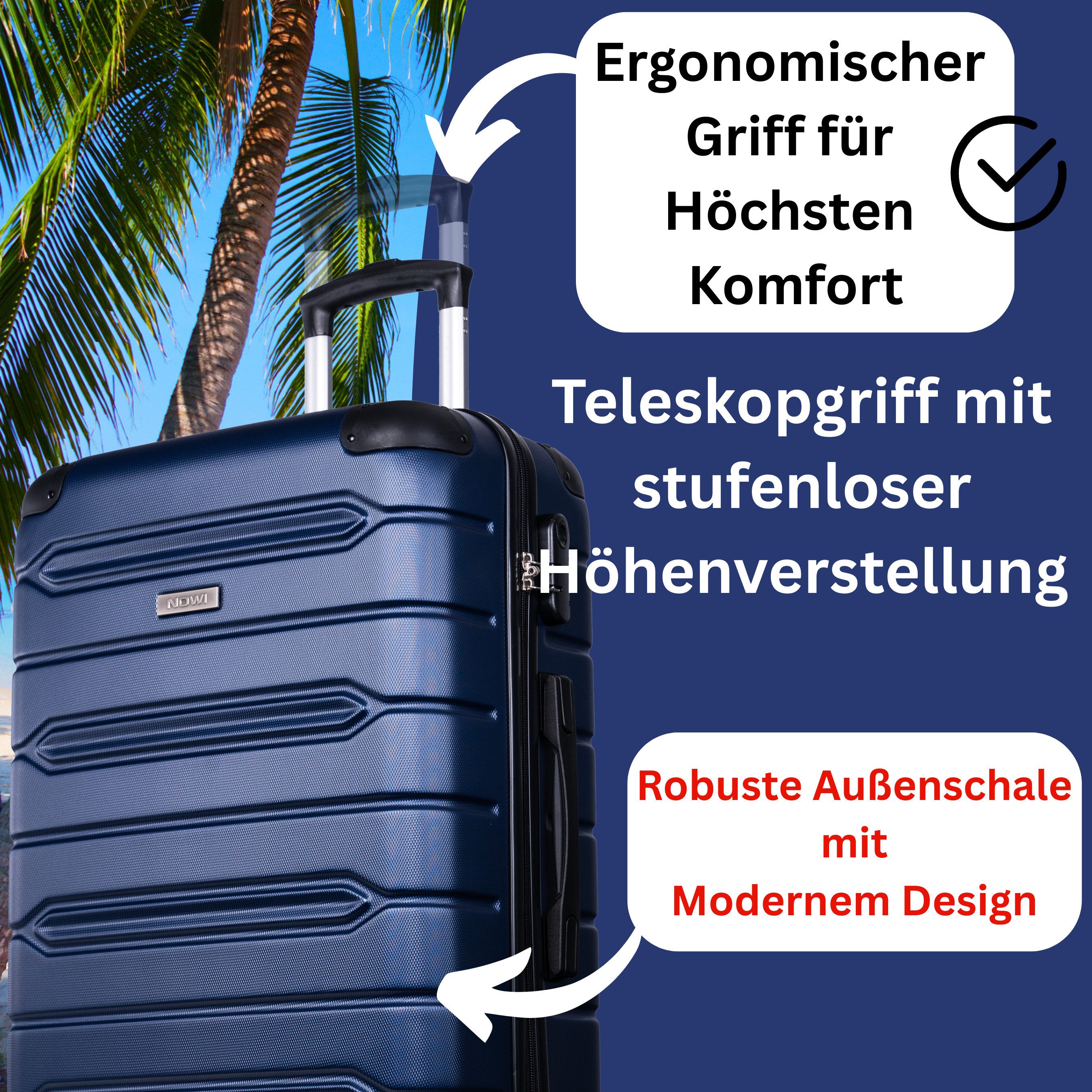 NOWI Hartschalen-Trolley Koffer Hartschalenkoffer mit Zahlenschloss & 8 Rollen Trolley, Zahlenschloss