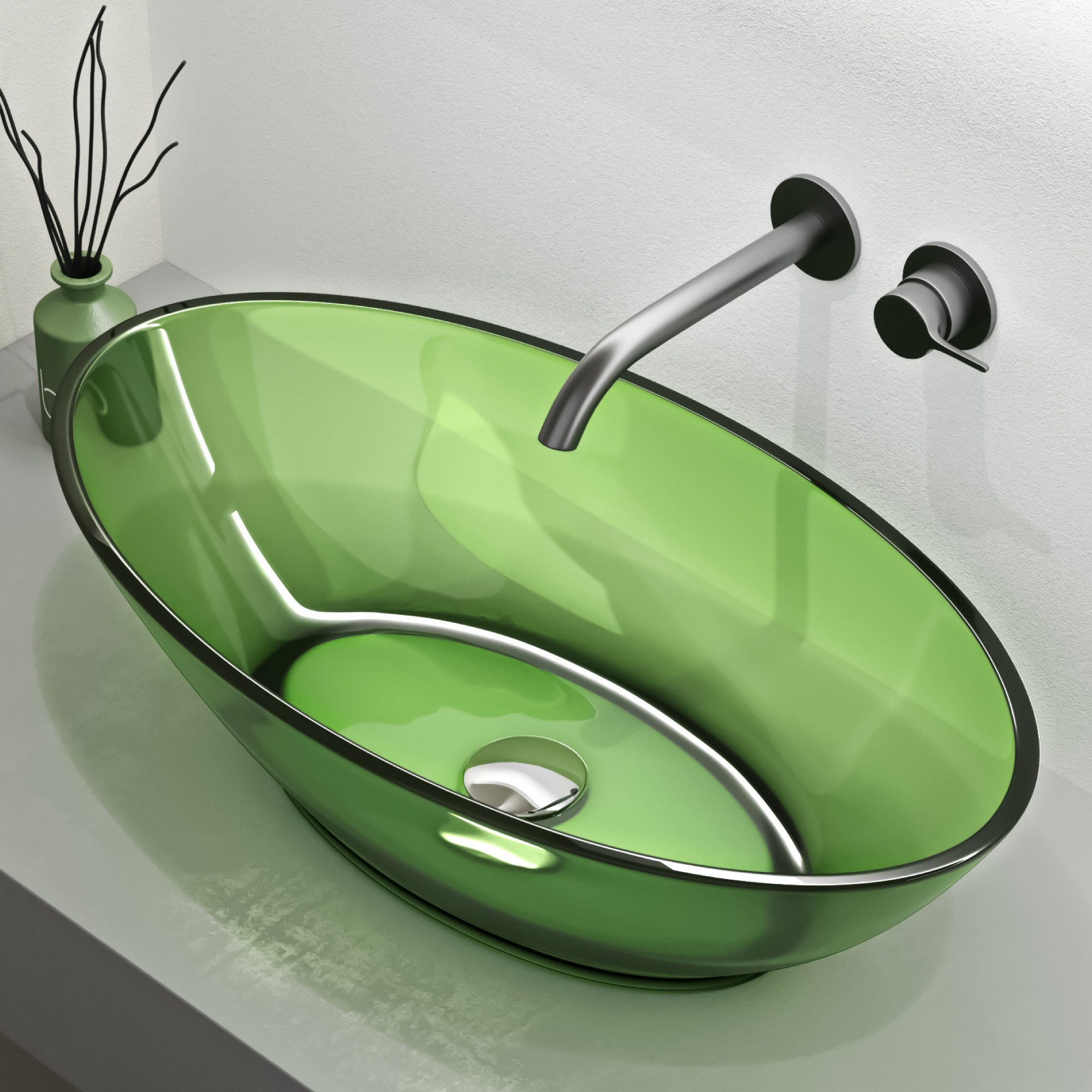 Mai & Mai Waschbecken Aufsatzwaschbecken Waschschale aus Kunstharz Oval 63x34x17 Coloria02, In einem Stück gegossen, leichte Reinigung