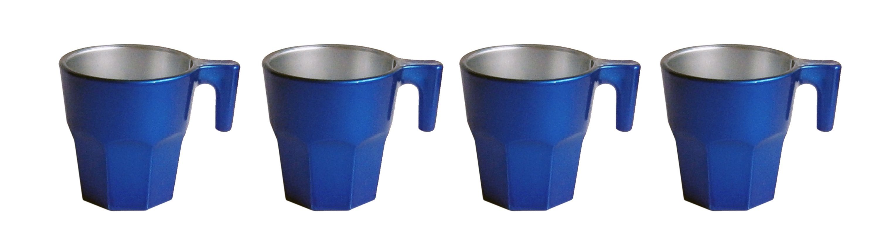 Tasse 4x KAFFEETASSE mit Henkel Kaffeebecher Becher Glas 50 Casablanca Tasse Metallic Tee (Blau-Metallic)
