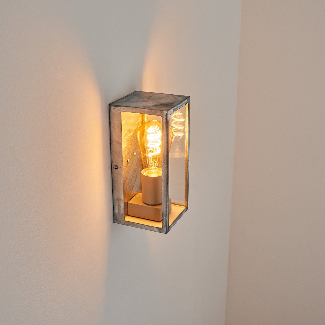 in Lichteffekt Außenleuchte hofstein mit Silber-verzinkt/Klar, IP44 Leuchtmittel, E27, Wandlampe »Bruno« Außen-Wandleuchte ohne aus Metall/Glas