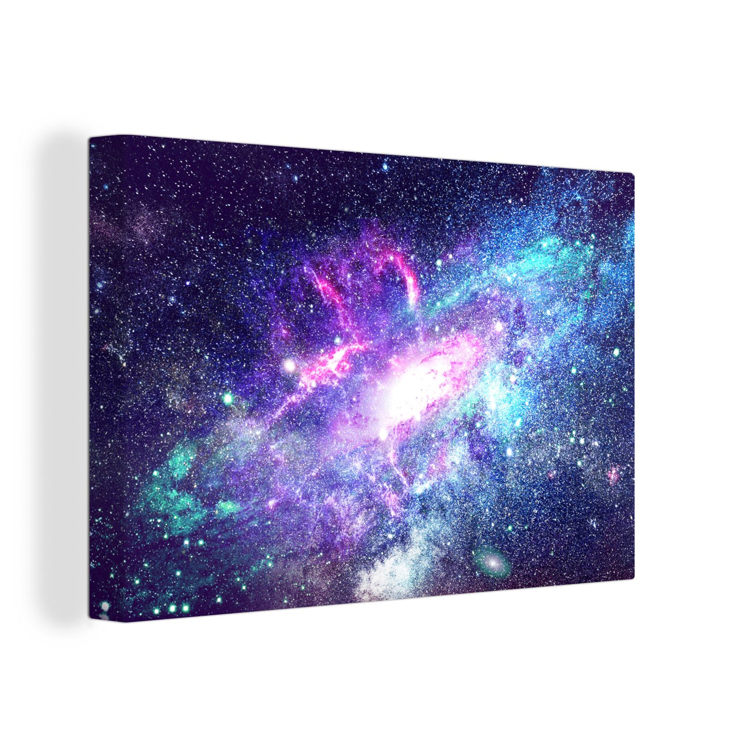 OneMillionCanvasses® Leinwandbild Weltraum - Blau - Sterne, (1 St), Wandbild Leinwandbilder, Aufhängefertig, Wanddeko, 30x20 cm
