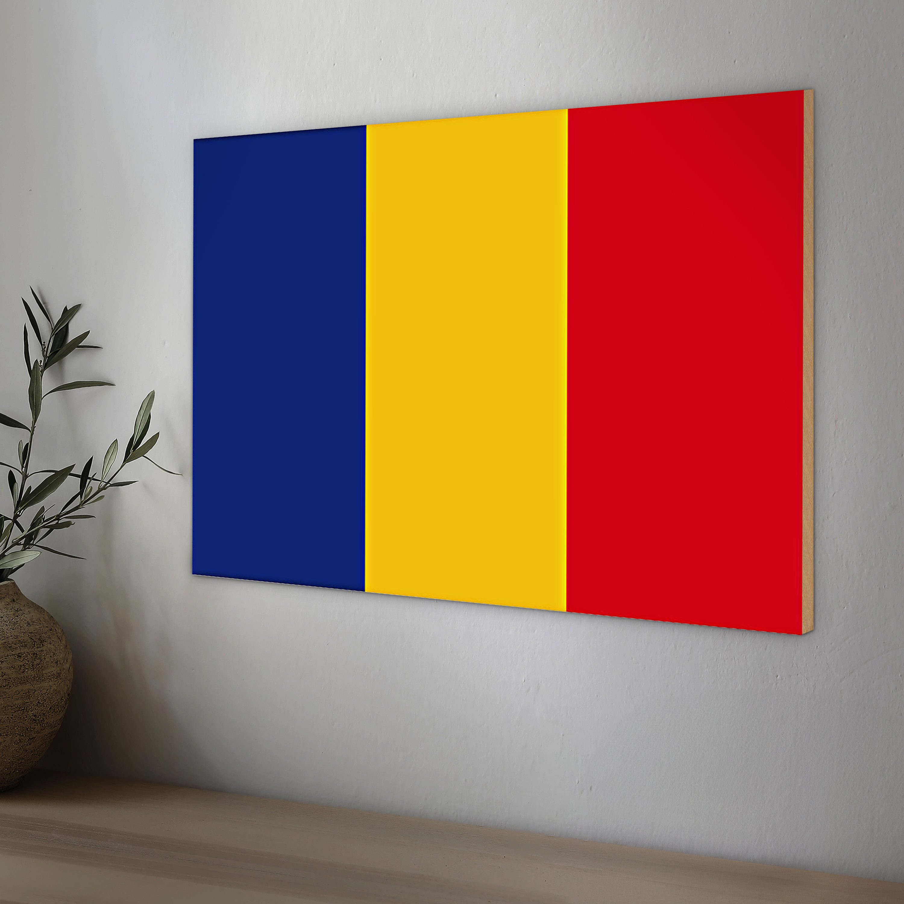 Roomando Holzbild Flagge Rumänien 40x30cm Flag of Romania