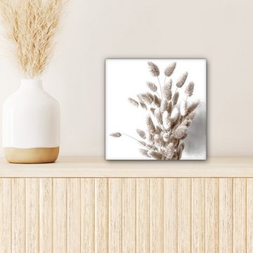 OneMillionCanvasses® Leinwandbild Pflanzen - Federn - Weiß, (1 St), Leinwand Bilder für Wohnzimmer Schlafzimmer, 20x20 cm