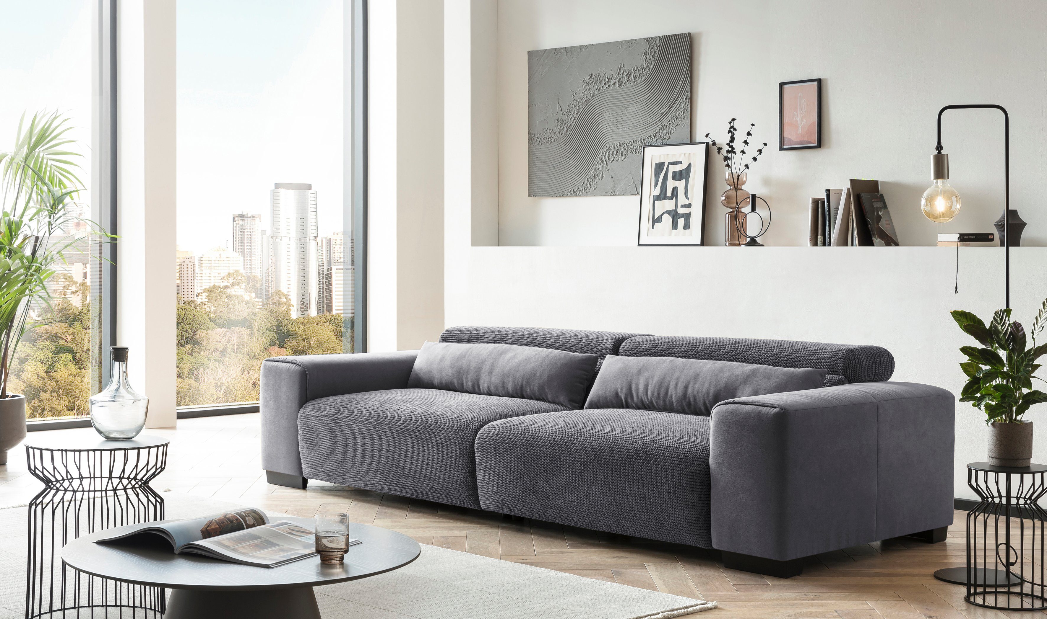 Big-Sofa sofa fashion inklusive Zierkissen und VERITO, Exxpo - exxpo Kopfteilverstellung grey