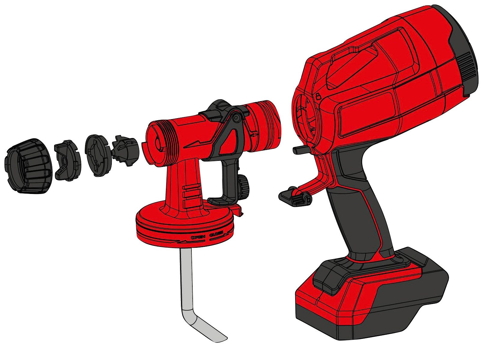 Einhell Farbsprühgerät TC-SY 18/60 Li-Solo, (8-tlg), Akku-Farbsprühsystem (Sprühpistole), ohne Akku – Bild 3 von 5