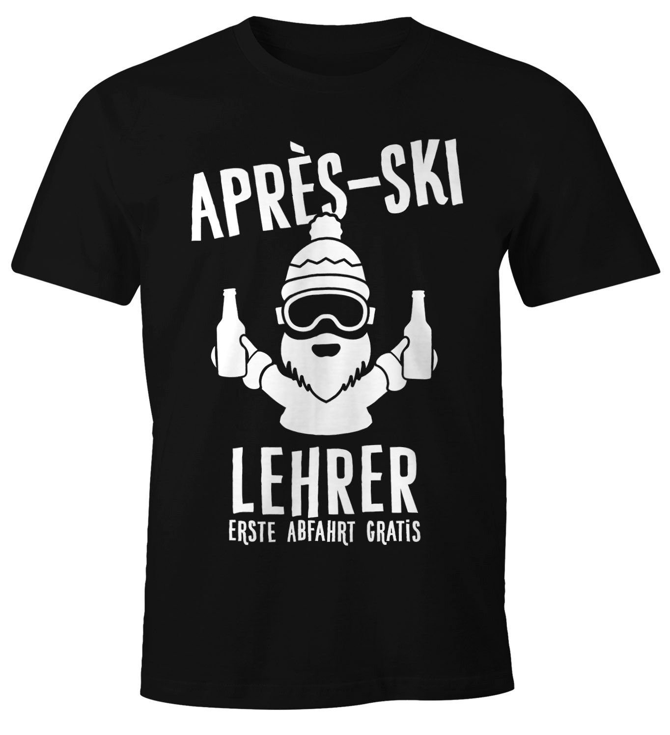 Fun-Shirt schwarz Herren Ski T-Shirt MoonWorks Print Après Lehrer Moonworks® mit Print-Shirt
