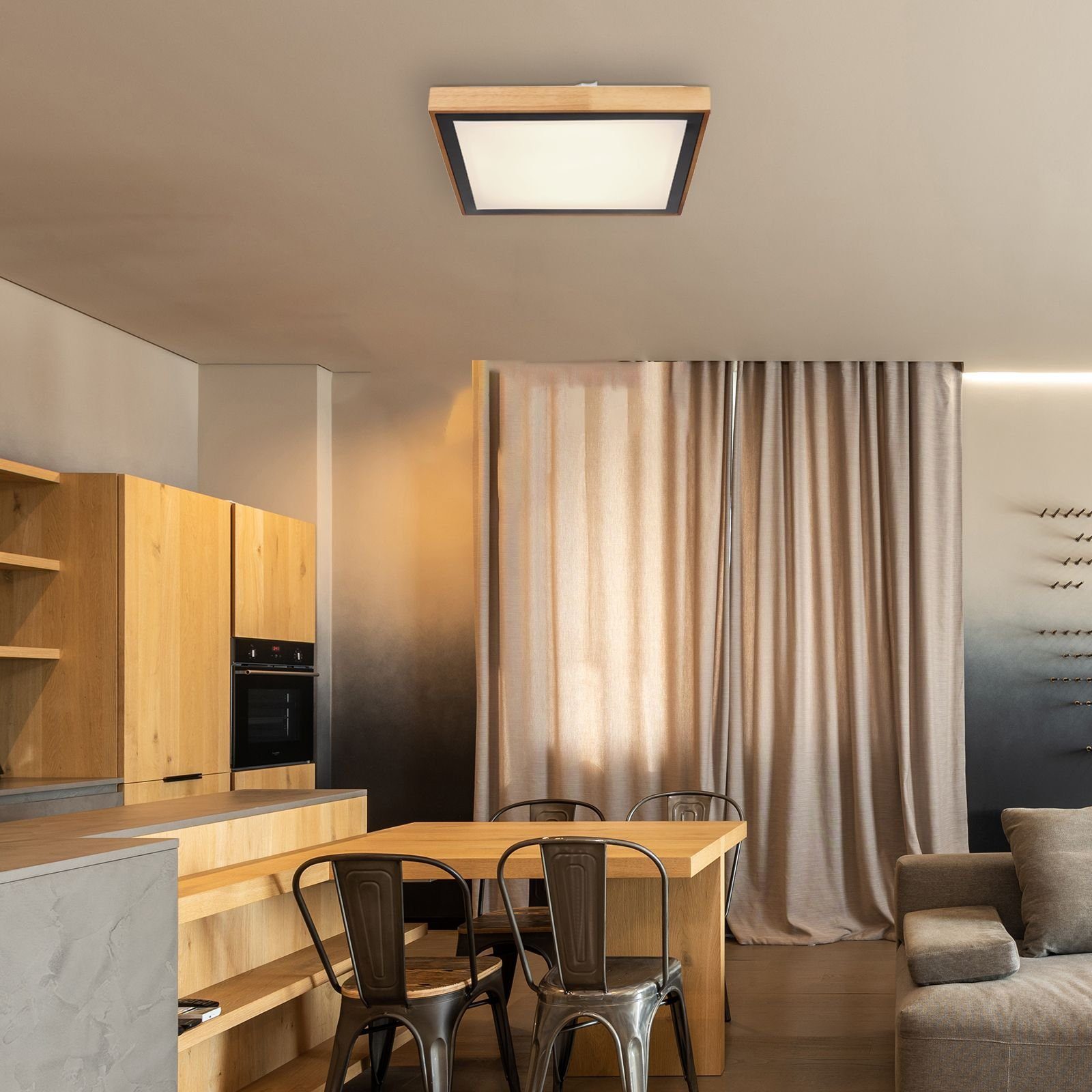 Globo Deckenleuchte GLOBO Wohnzimmer Holz Deckenlampe LED Deckenleuchte Schlafzimmer