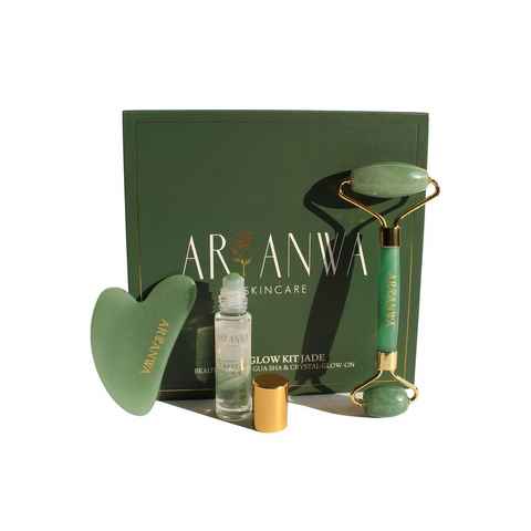 ARI ANWA Skincare Wellness-Pflegeset The Glow Kit Jade I Jade Roller + Gua Sha + Roll On mit Rosenwasser«