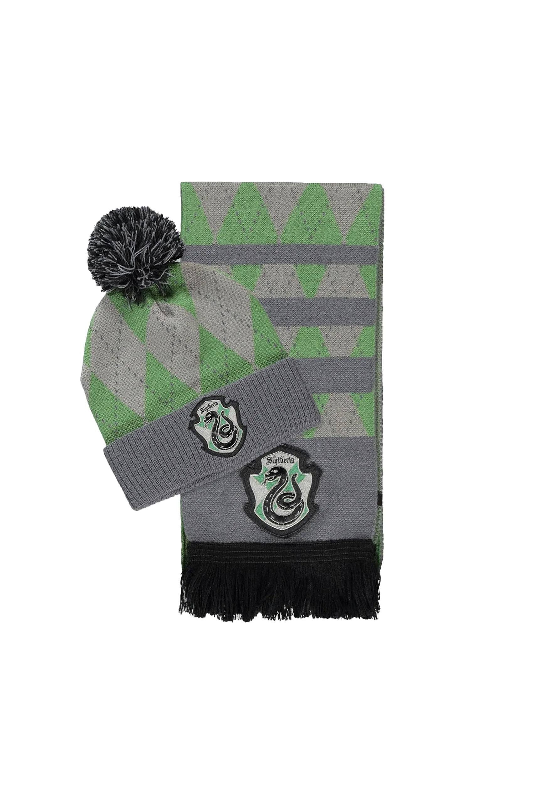 DIFUZED Schal Harry Potter Beanie & Schal Set Slytherin, (1-St. Beanie & Schal), Offiziell lizenziertes Set