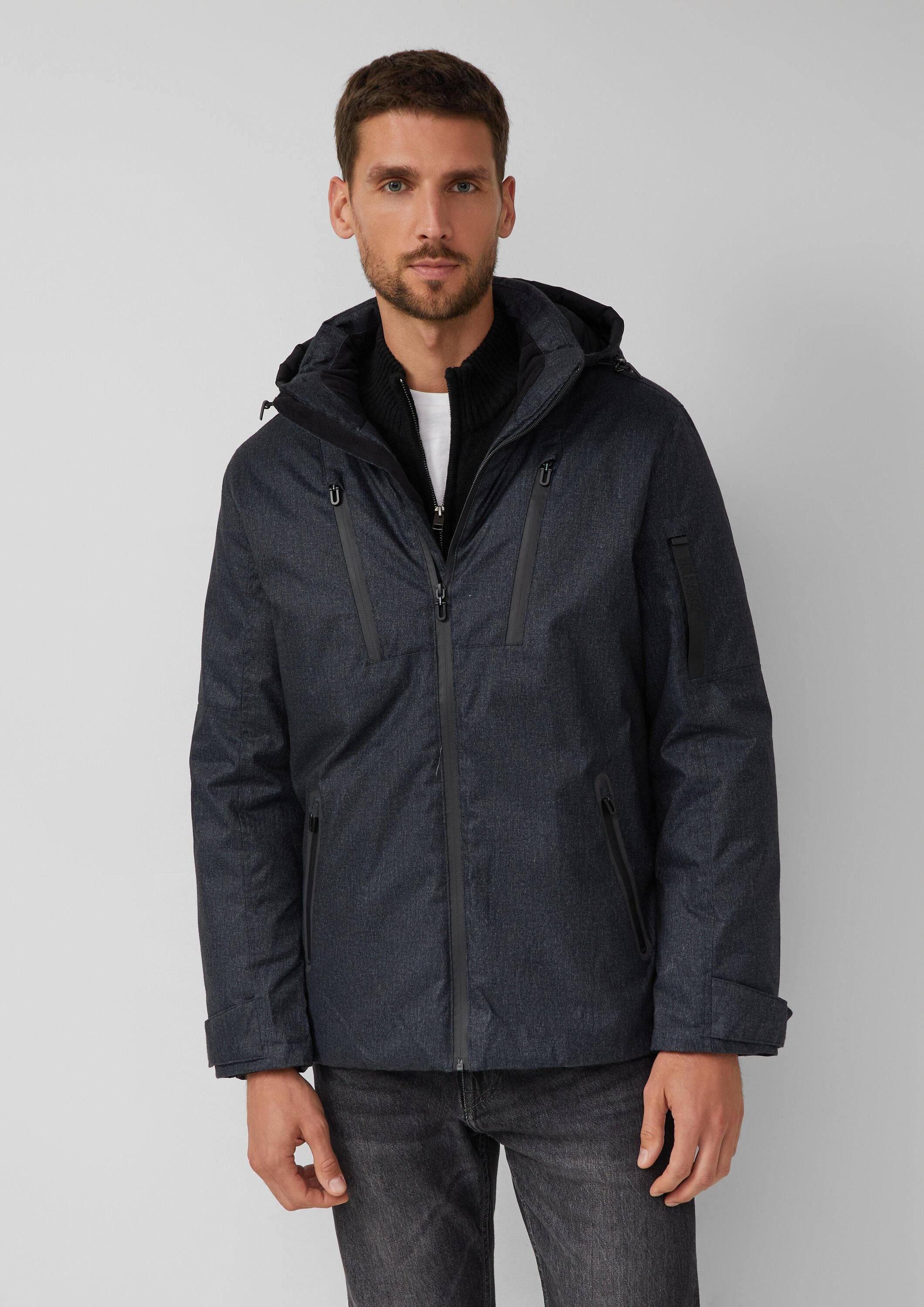 s.Oliver Winterjacke Outdoor-Jacke Wattierte Jacke mit Kapuze und Zip-Detai günstig online kaufen