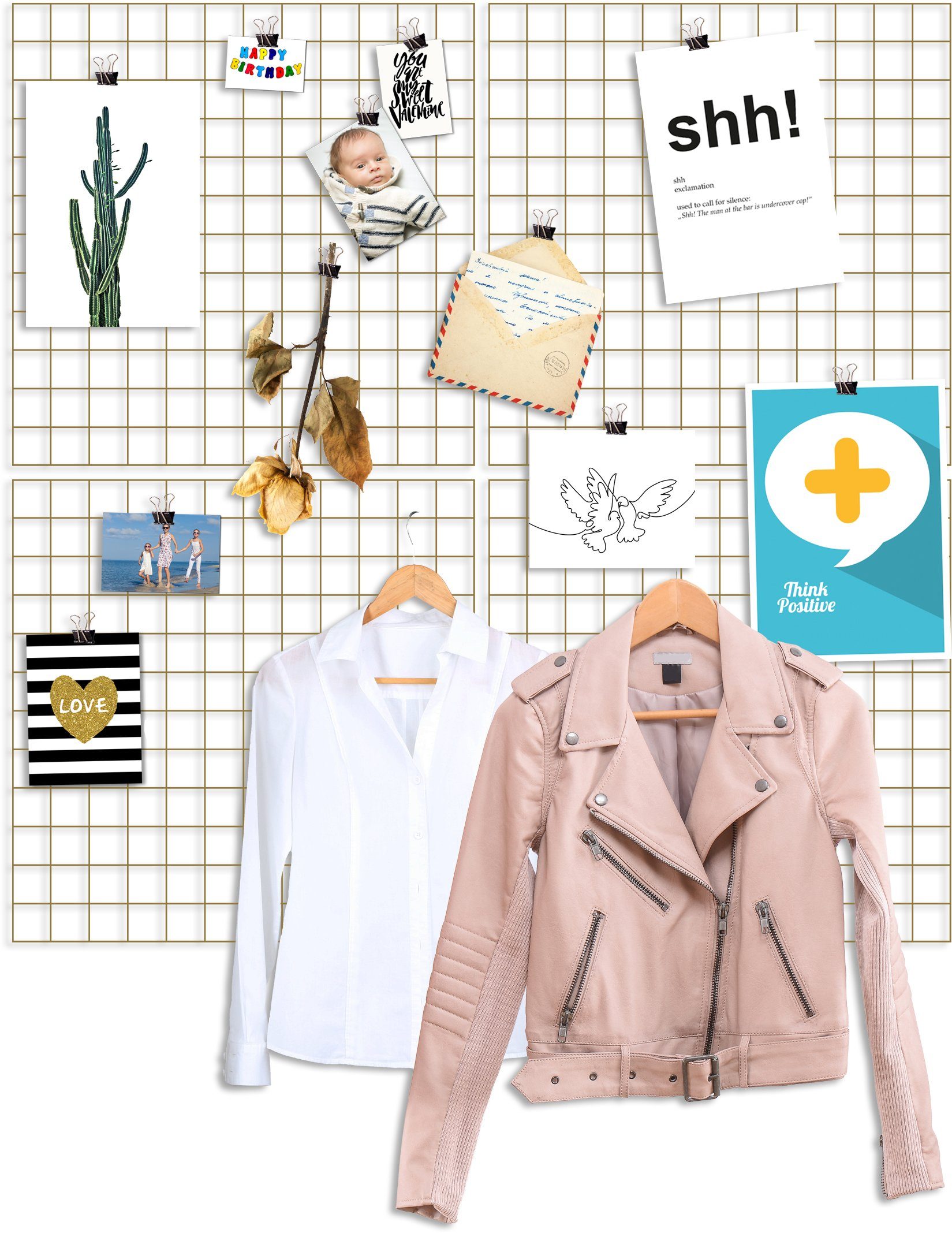 queence Wanddekoobjekt Wandgitter gold grau, weiß, Notizen, Fotos, Wandkale günstig online kaufen