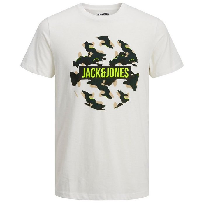 Jack & Jones Rundhalsshirt Große Größen Herren Camou-Logo T-Shirt offwhite JJRAMP Jack&Jones