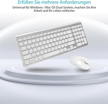 LeadsaiL kabelloses ergonomische Tastatur- und Maus-Set, deutsches QWERTZ-Layout, leise Tastatur- und Maustasten, MacOS PC