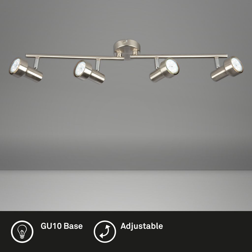 Briloner Leuchten LED Deckenleuchte 2843-042, LED wechselbar, 2700K - Extra-Warmweiß, matt-nickel, GU10, Deckenlampe