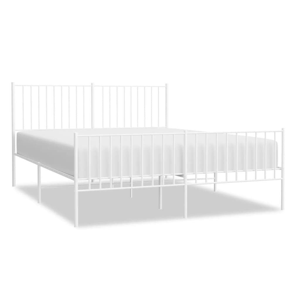vidaXL Bettgestell, Bettrahmen mit Kopf- und Fußteil Metall Weiß 160x200 cm günstig online kaufen