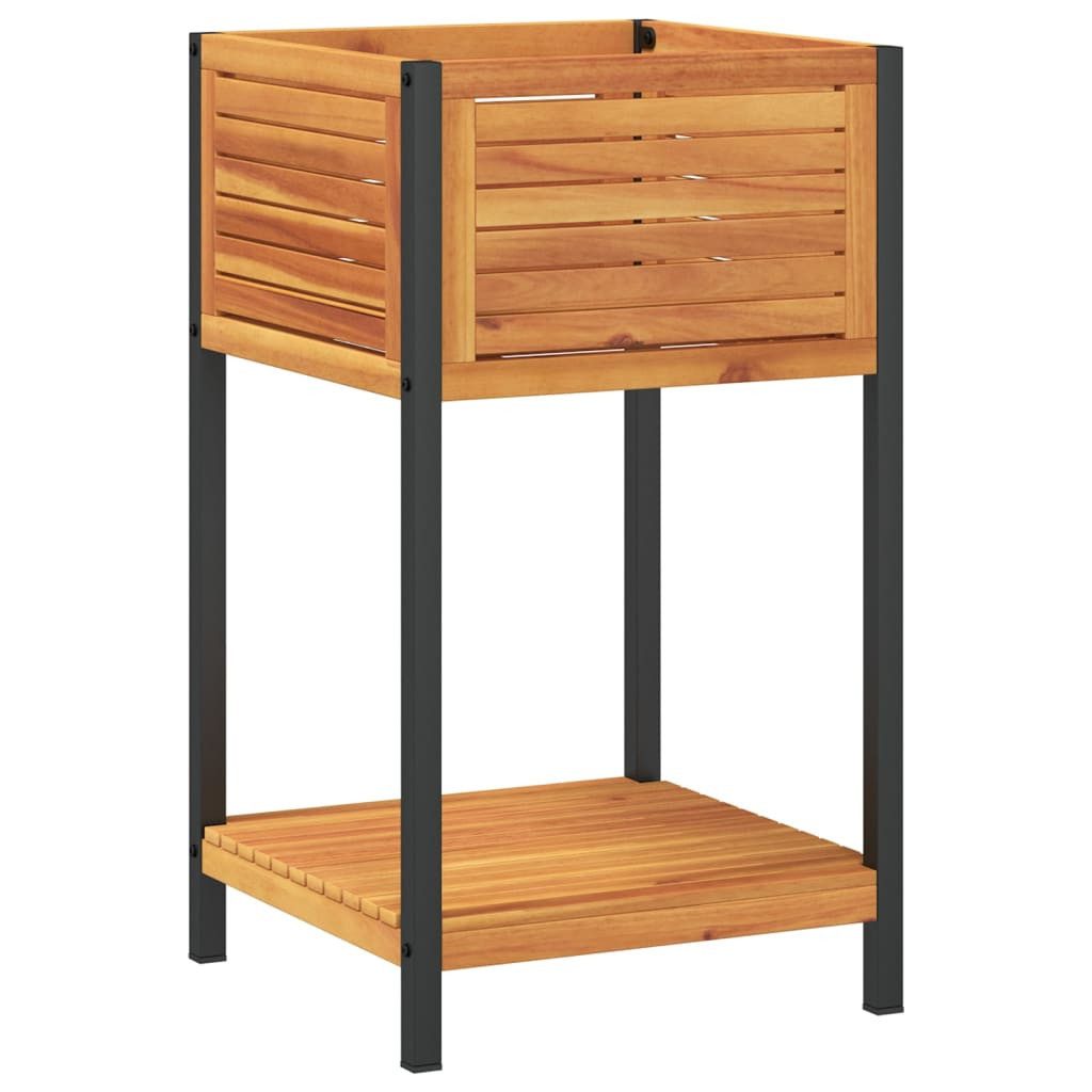 furnicato Hochbeet Pflanzkübel mit Ablage 45x45x80 cm Massivholz und Stahl (1 St)