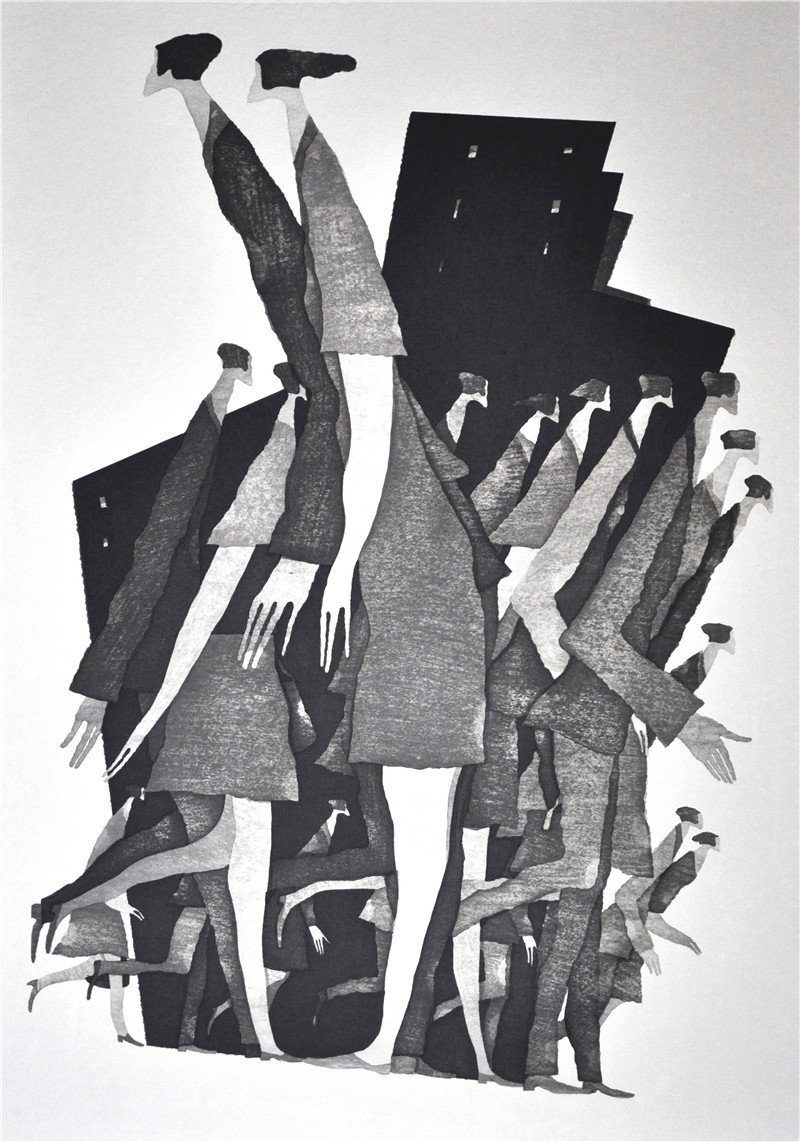 L.Ru UG Kunstdruck Schwarz-weißer Hintergrund abstrakter (3 Malereikern, Malerei Wohnzimmer Bildkern St), Wanddekoration Strichzeichnungscharakter