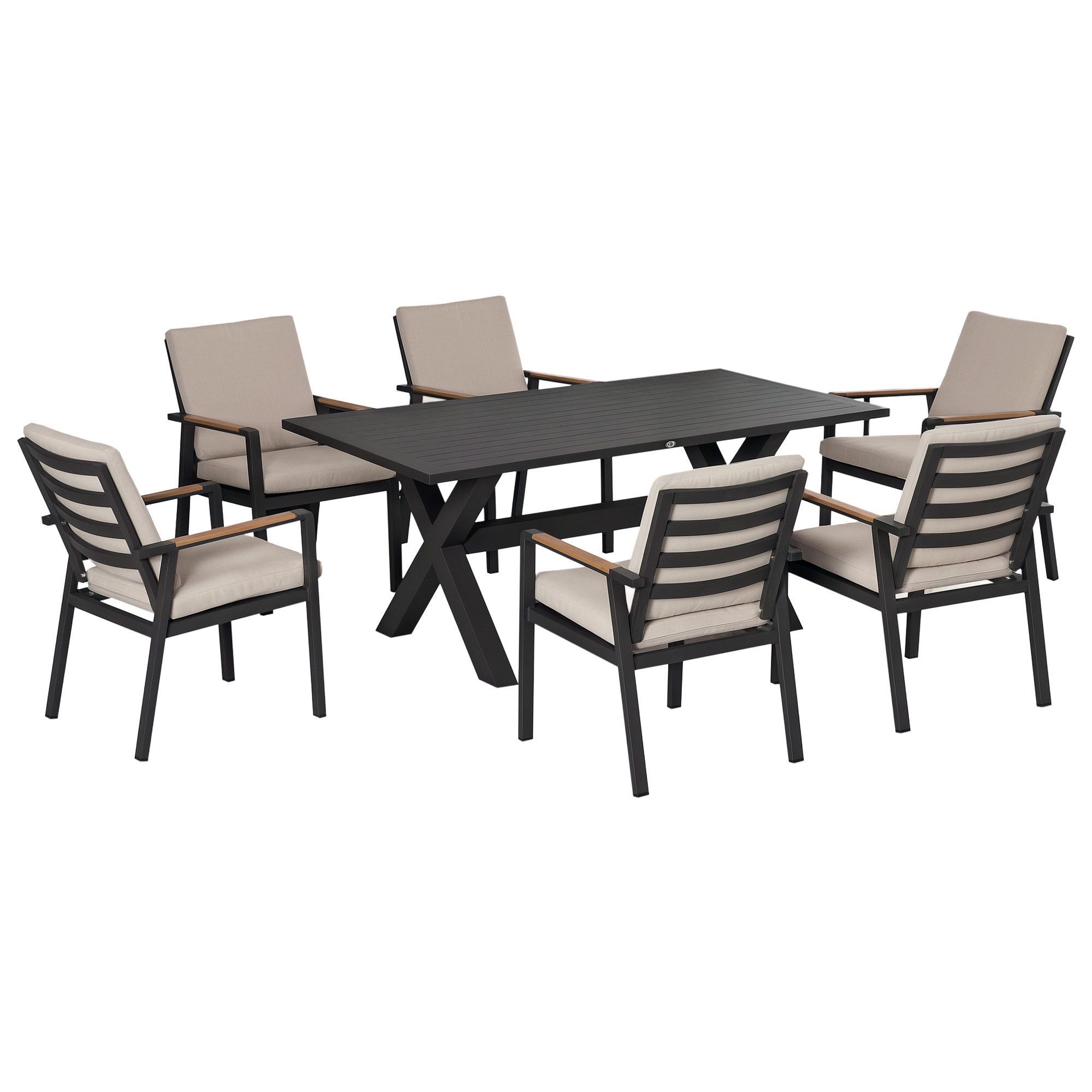 Outsunny Garten-Essgruppe wasserabweisende Polster, 175x92x73cm, (Sitzgruppe, 7-tlg., 1 Tisch, 6 Stühle), Wasserabweisende Kissen