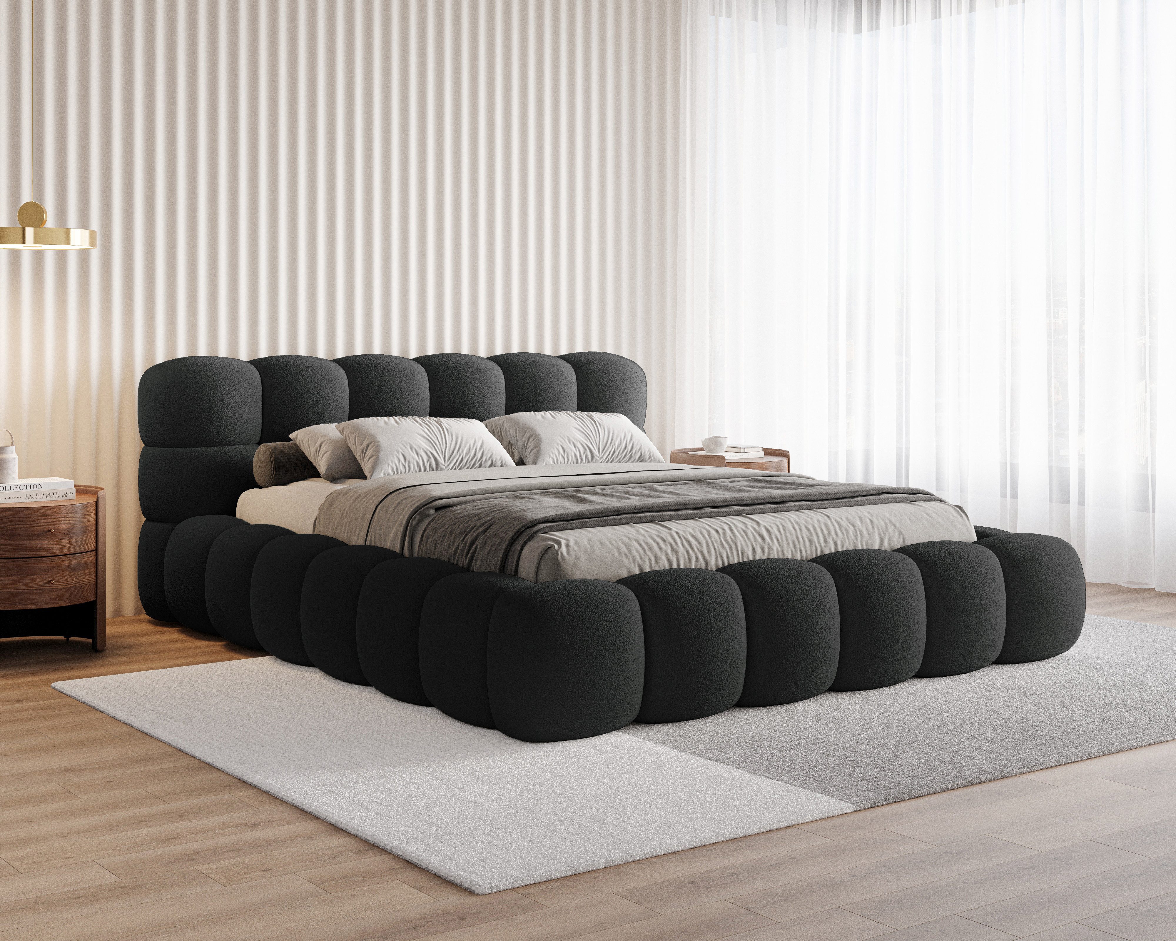 Chilly Möbel Polsterbett Stone Schwarz Bouclé günstig online kaufen
