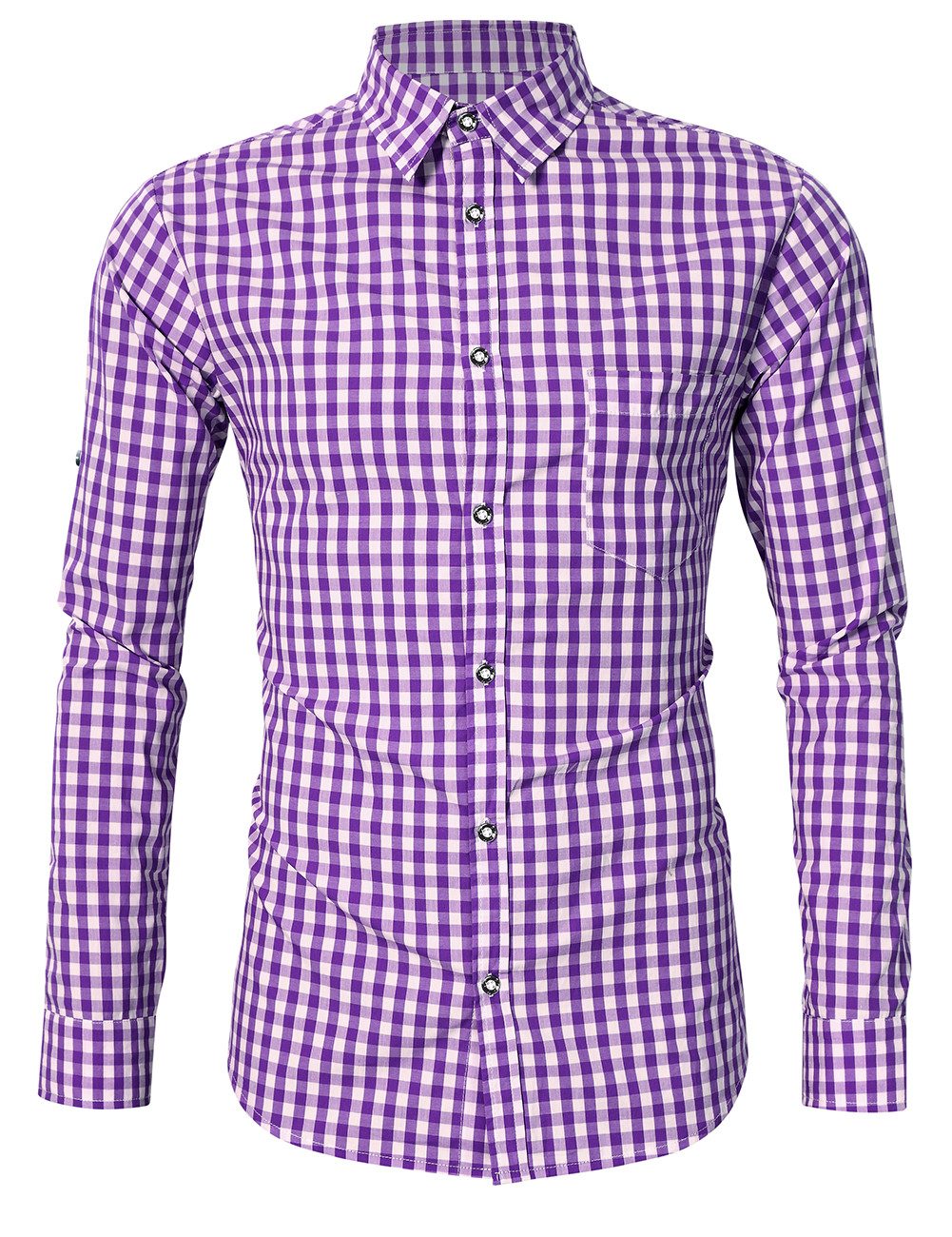 MODISFRAU Karohemd Herren Trachtenhemd Langarm, Kariertes Oktoberfest Freizeit‑Karo‑Shirt