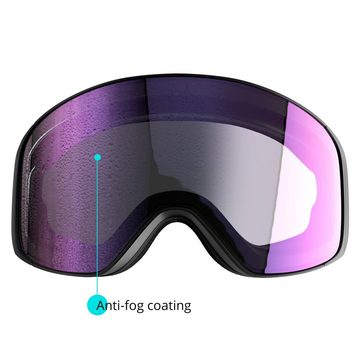 YEAZ Skibrille STEEZE ski- und snowboard-brille silber/schwarz, Premium-Ski- und Snowboardbrille für Erwachsene und Jugendliche