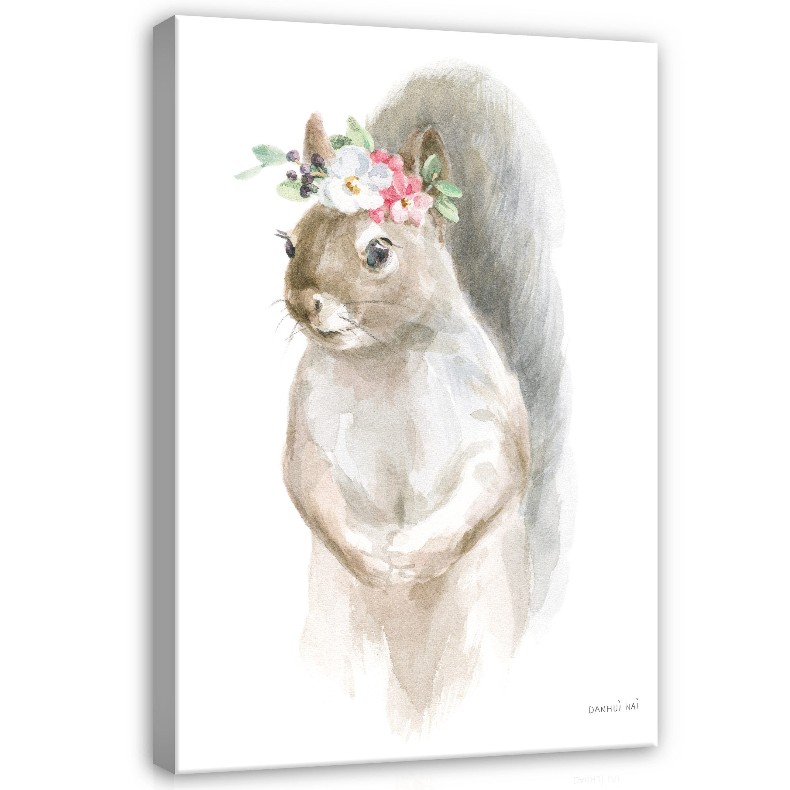 Wallarena Leinwandbild Kinderzimmer Tiere Eichhörnchen Wandbild Wand Deko Leinwandbilder, Eichhörnchen - Tiere (Einteilig, 1 St), Leinwand Изображения Kinderzimmer Kinder Wandbilder Leinwandbilder