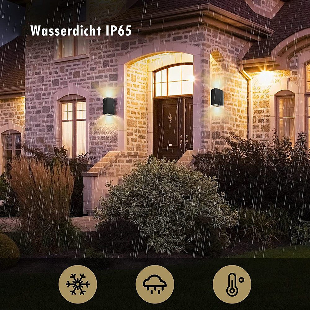 iscooter Außen-Wandleuchte LED Wandlampen, Außen Schwarz Kubus, IP44 GU10